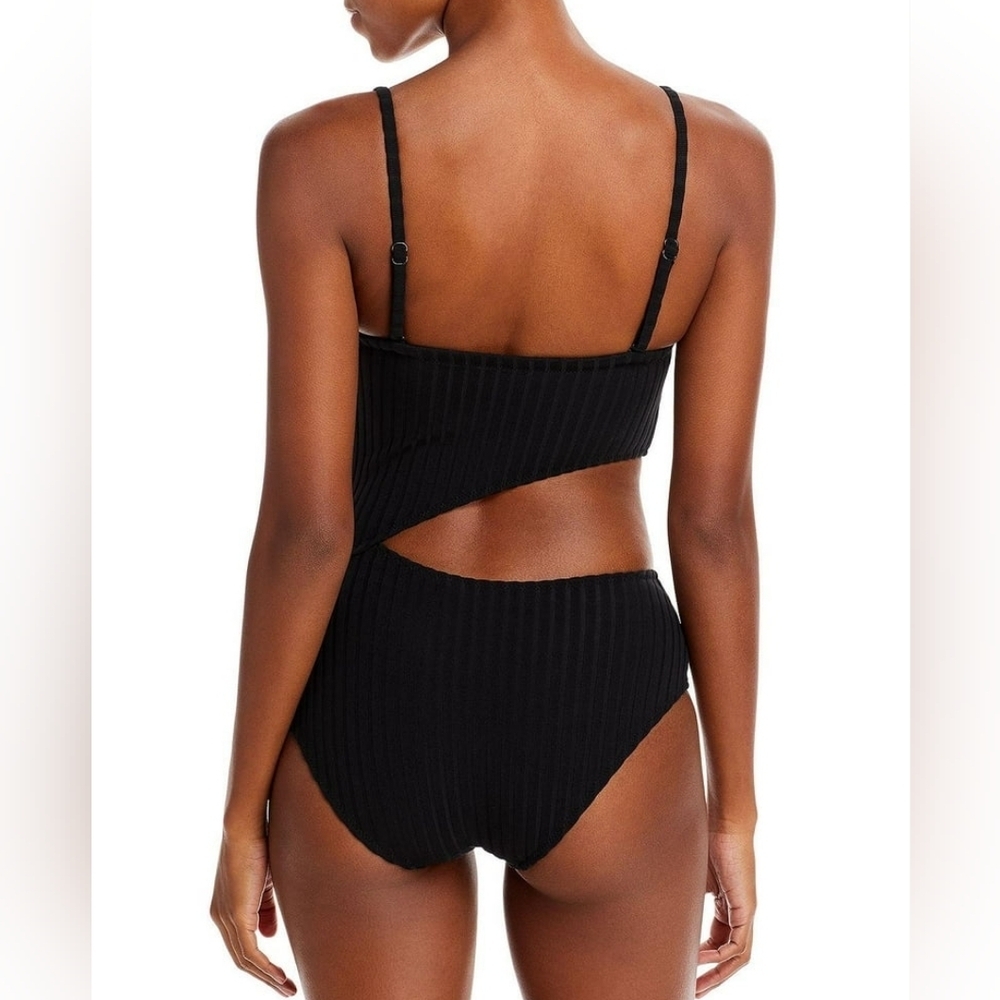 Solid & Striped The Cameron Ribbed Cutout One Piece Swimsuit Black L - Picture 3 of 10